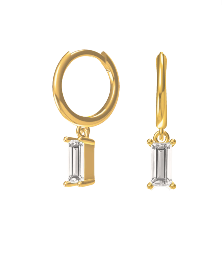 Crystal White CZ Huggie Hoops