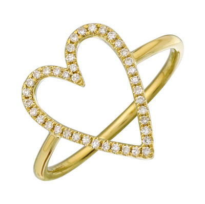 14KY .11 CTW Natural Diamond Open Heart Ring