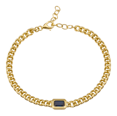 14KY Gemstone Link Chain Bracelet