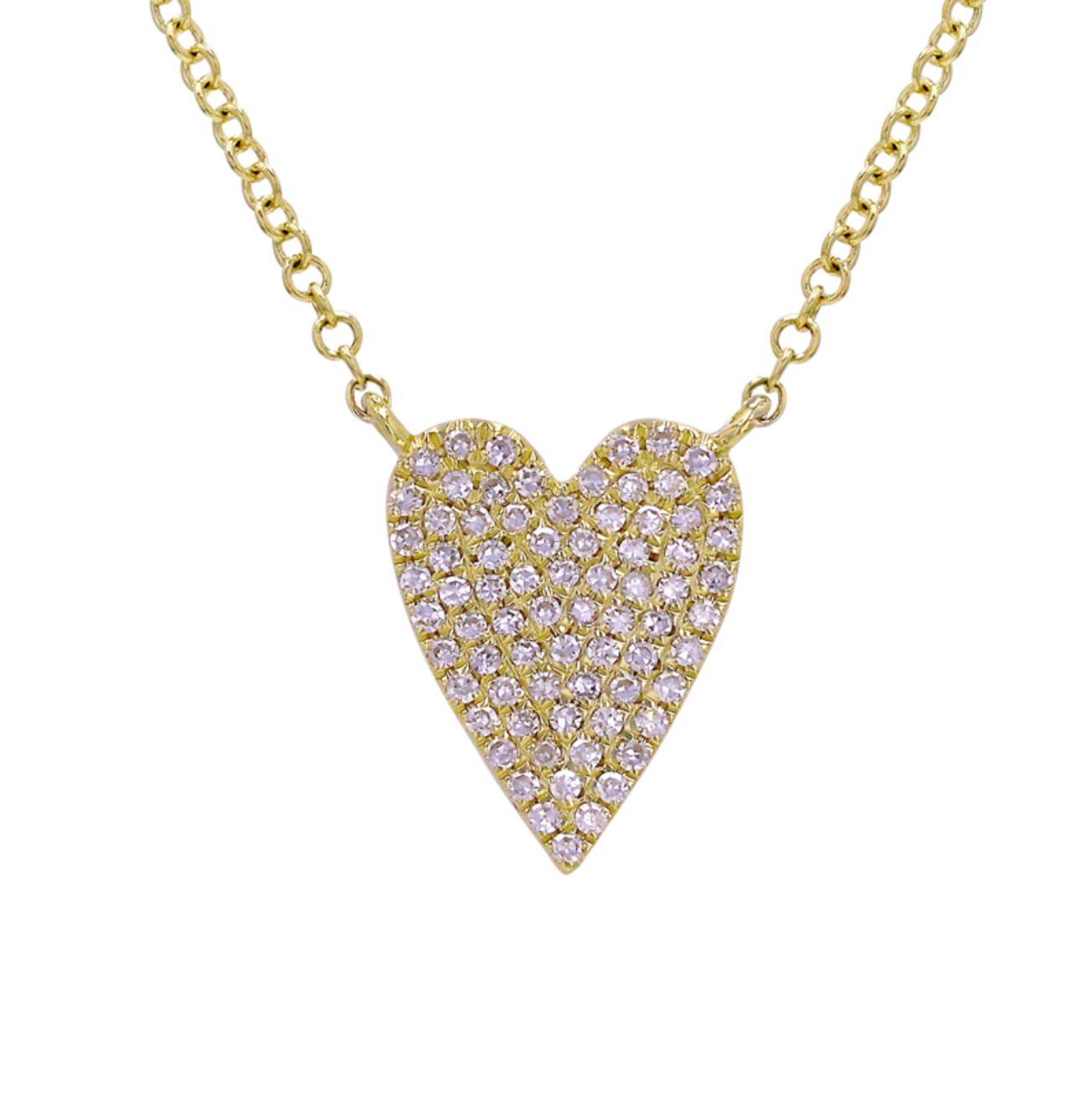 14K .15 CTW Natural Diamond Pave Heart Necklace