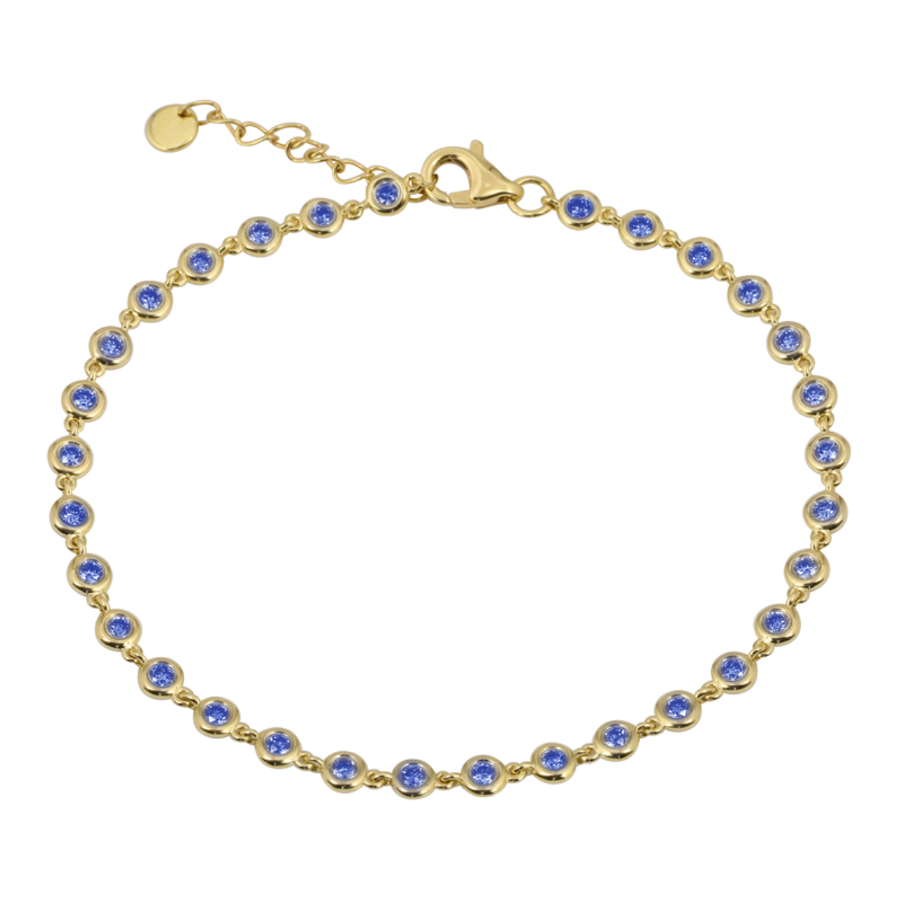 14K Bezel-Set Natural Gemstone Bracelet