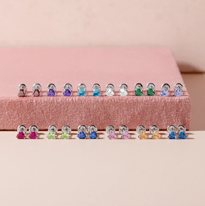 Birthstone Heart Studs