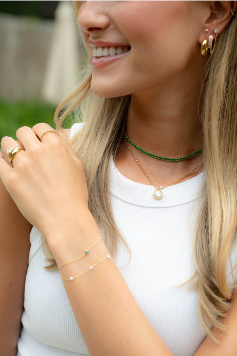 Turquoise Bezel Solitaire Bracelet