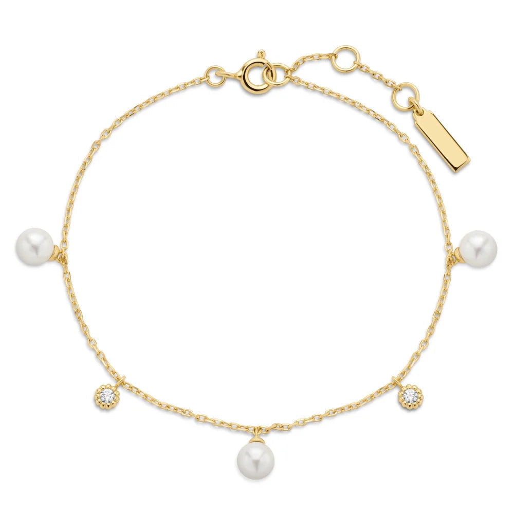 Shell Pearl &amp; Sparkle Drop Station Bracelet