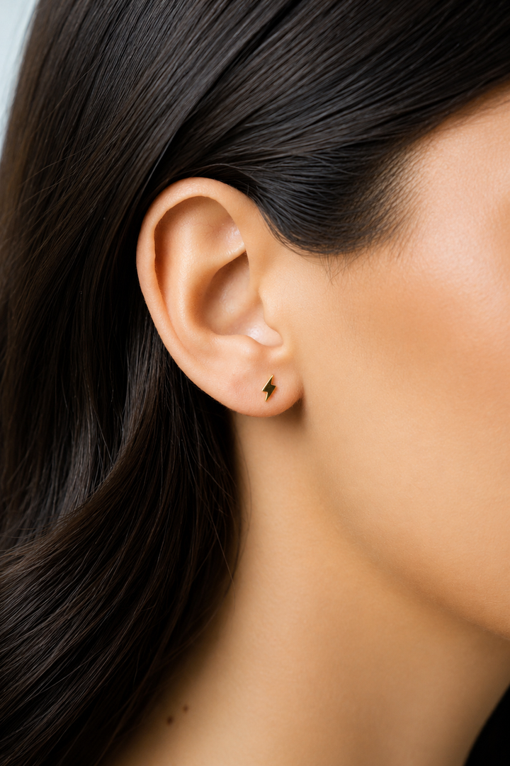 Short Lightning Bolt Flat Back Stud-Embark Fine Jewelry