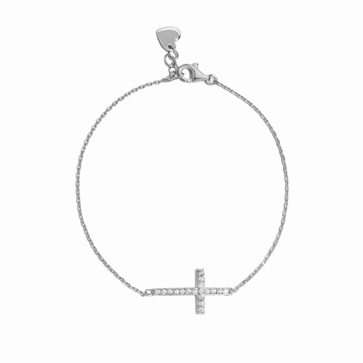 Sideways Pave Cross Bracelet