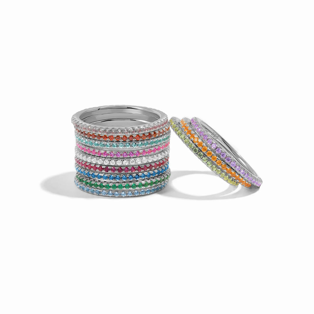 Silver Eternity Birthstone Ring