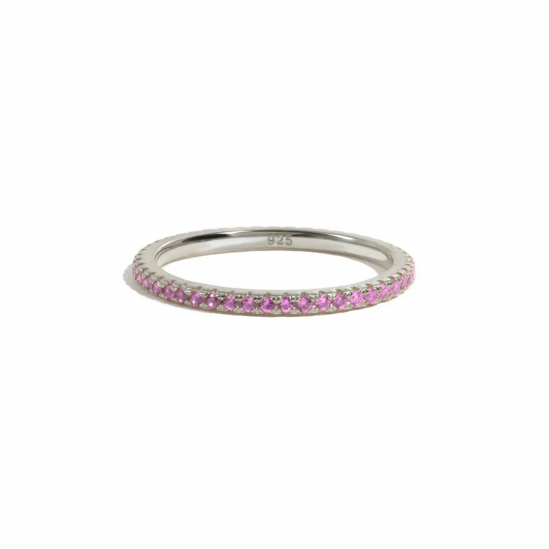 Silver Eternity Birthstone Ring