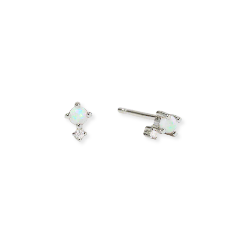 Tiny Opal & CZ Stud