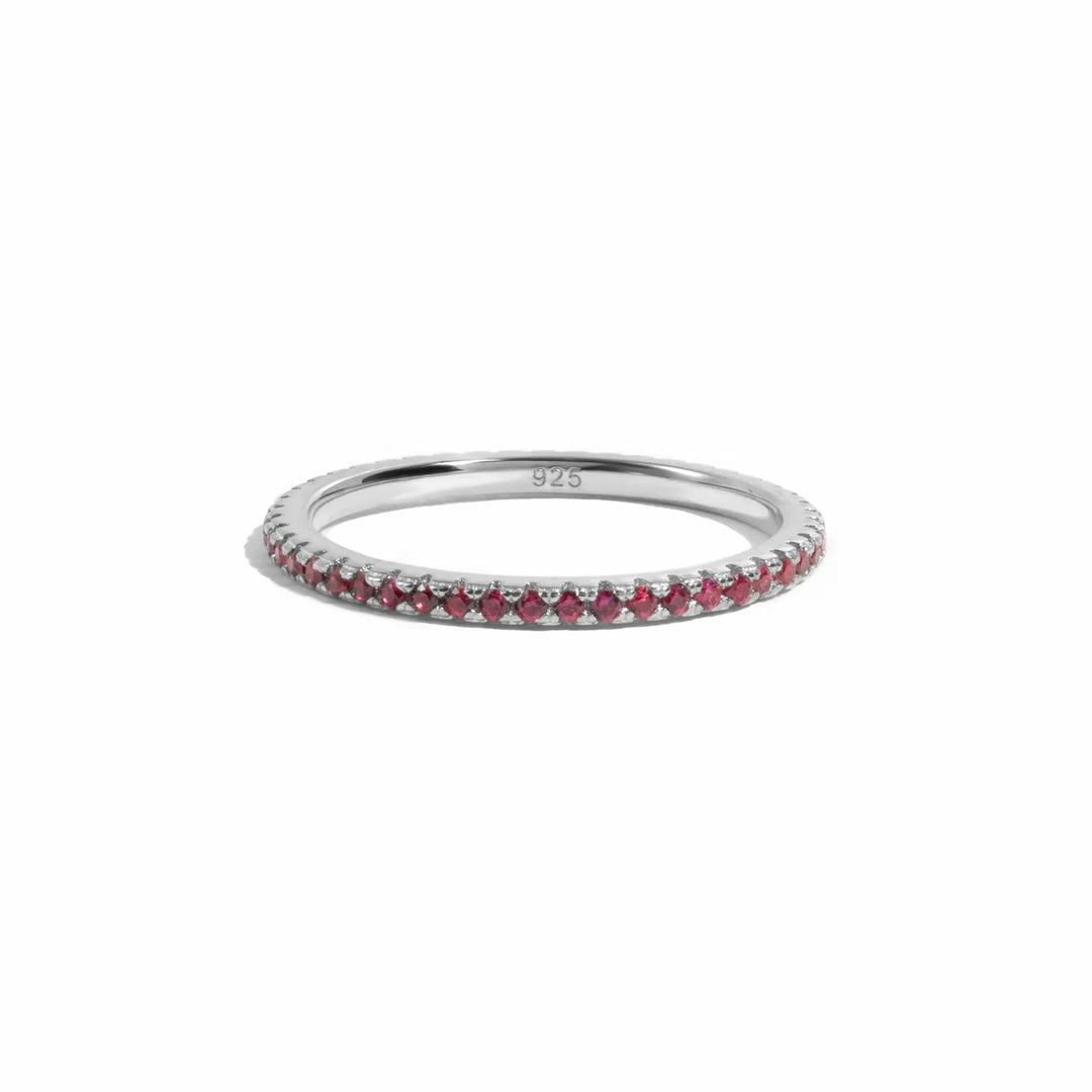 Silver Eternity Birthstone Ring