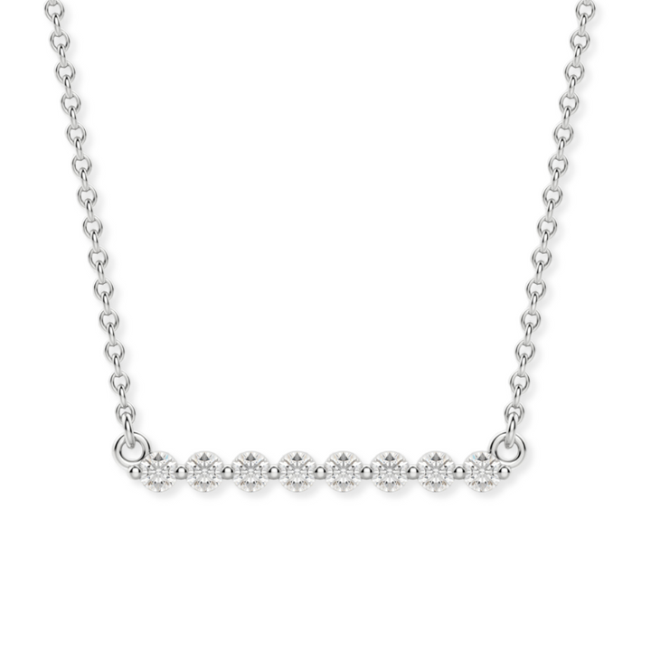 14K Single Shared Prong Diamond Bar Necklace