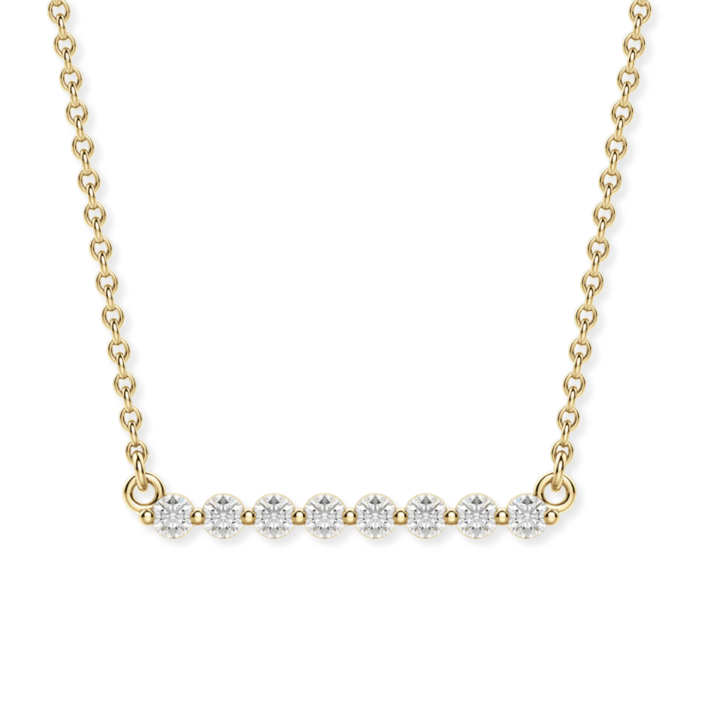 14K Single Shared Prong Diamond Bar Necklace