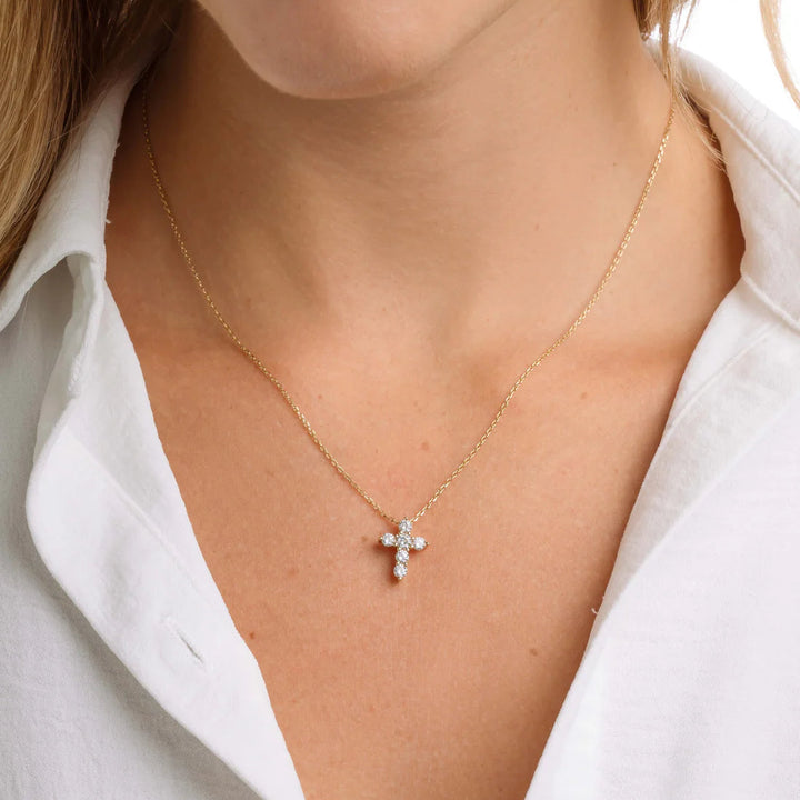 Small Studded Cross Necklace