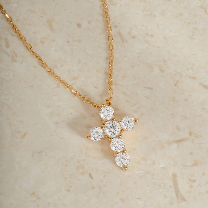 Small Studded Cross Necklace
