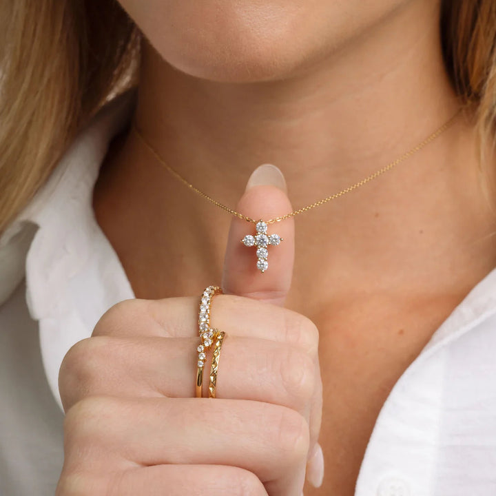 Small Studded Cross Necklace