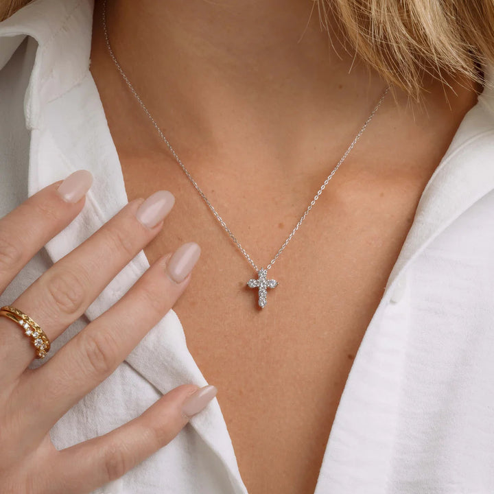 Small Studded Cross Necklace