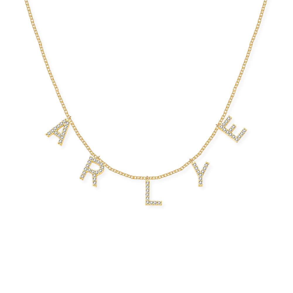 Pave Dangle Name Necklace