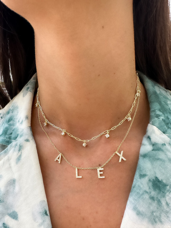 Pave Dangle Name Necklace