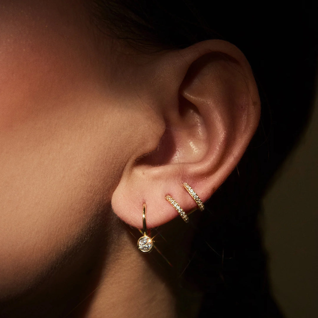 Solitaire Bezel Leverback Earrings