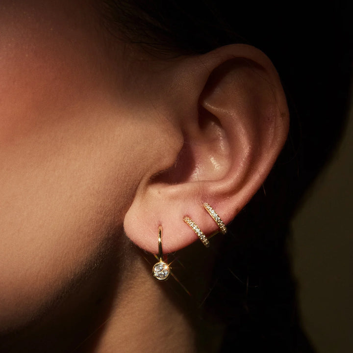 Solitaire Bezel Leverback Earrings