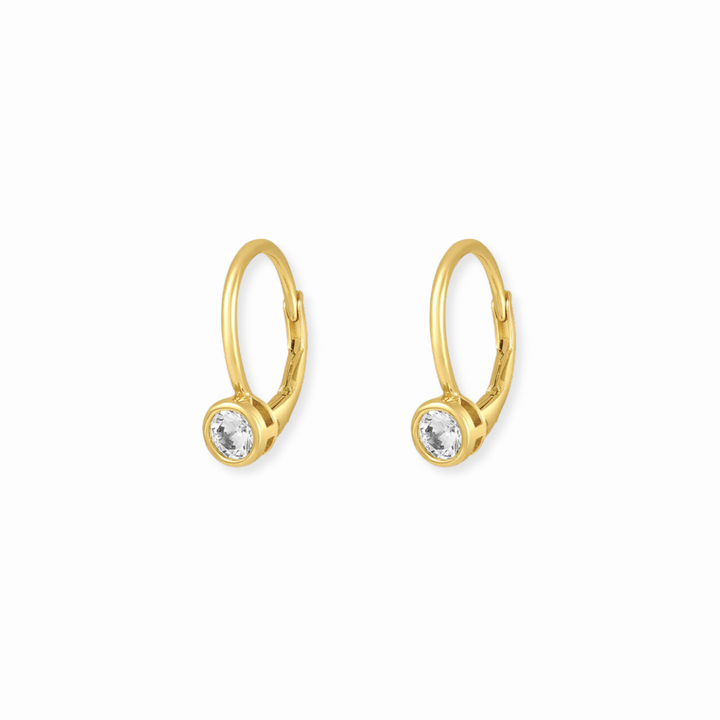 Solitaire Bezel Leverback Earrings