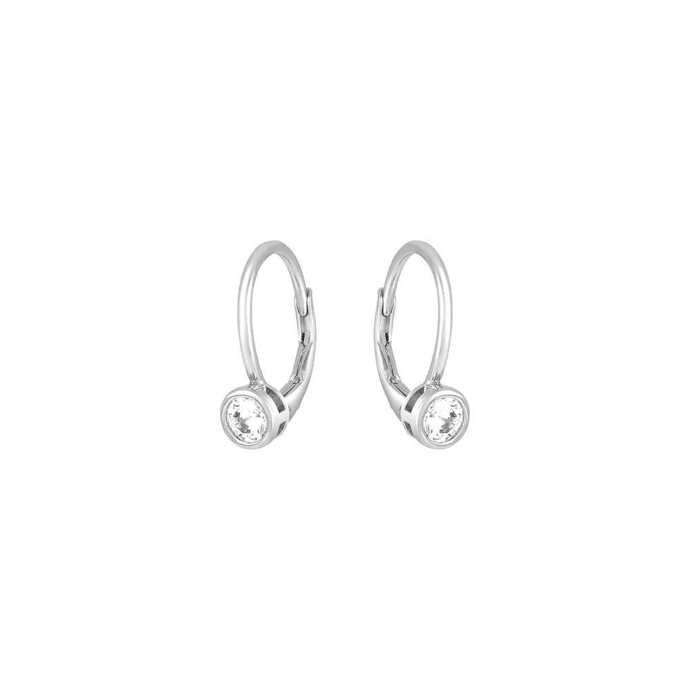 Solitaire Bezel Leverback Earrings