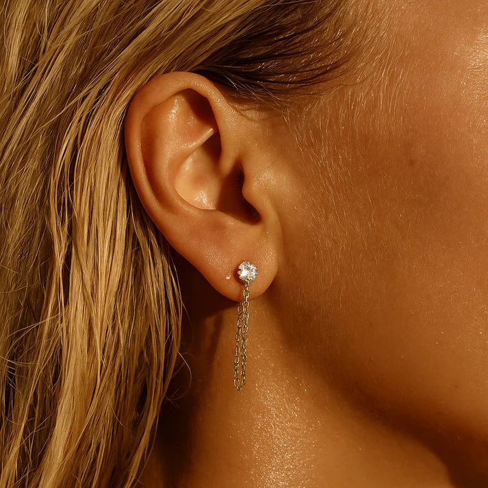 Solitaire Drop Chain Studs-Embark Fine Jewelry