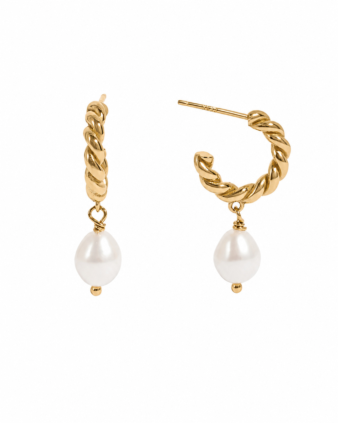 Spiral Pearl Charm Huggies-Embark Fine Jewelry