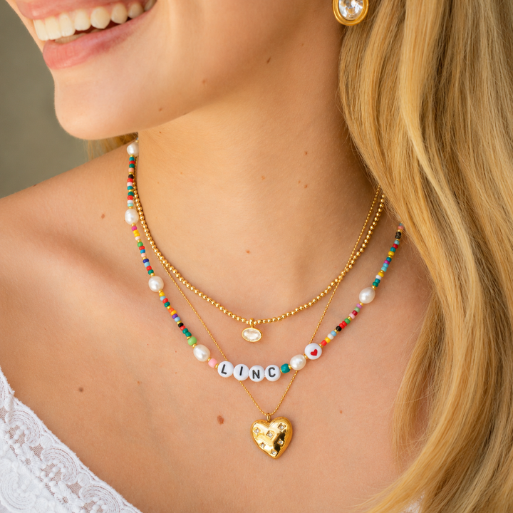 Starburst Heart Beaded Chain Necklace-Embark Fine Jewelry