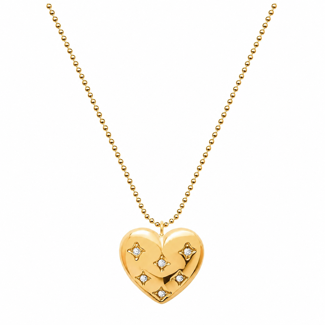 Starburst Heart Beaded Chain Necklace-Embark Fine Jewelry
