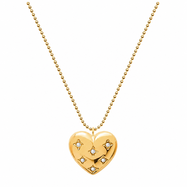 Starburst Heart Beaded Chain Necklace-Embark Fine Jewelry