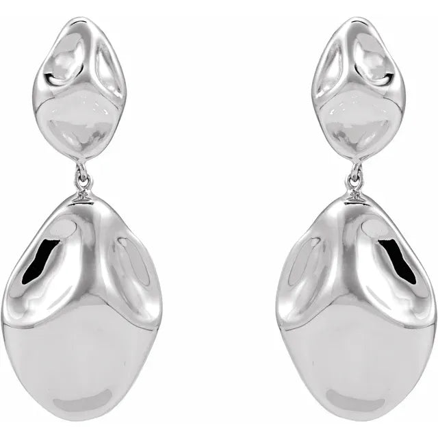 Sterling Silver Puffy Drop Earrings-Embark Fine Jewelry