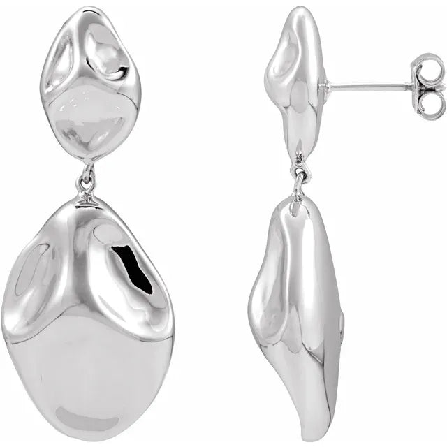 Sterling Silver Puffy Drop Earrings-Embark Fine Jewelry