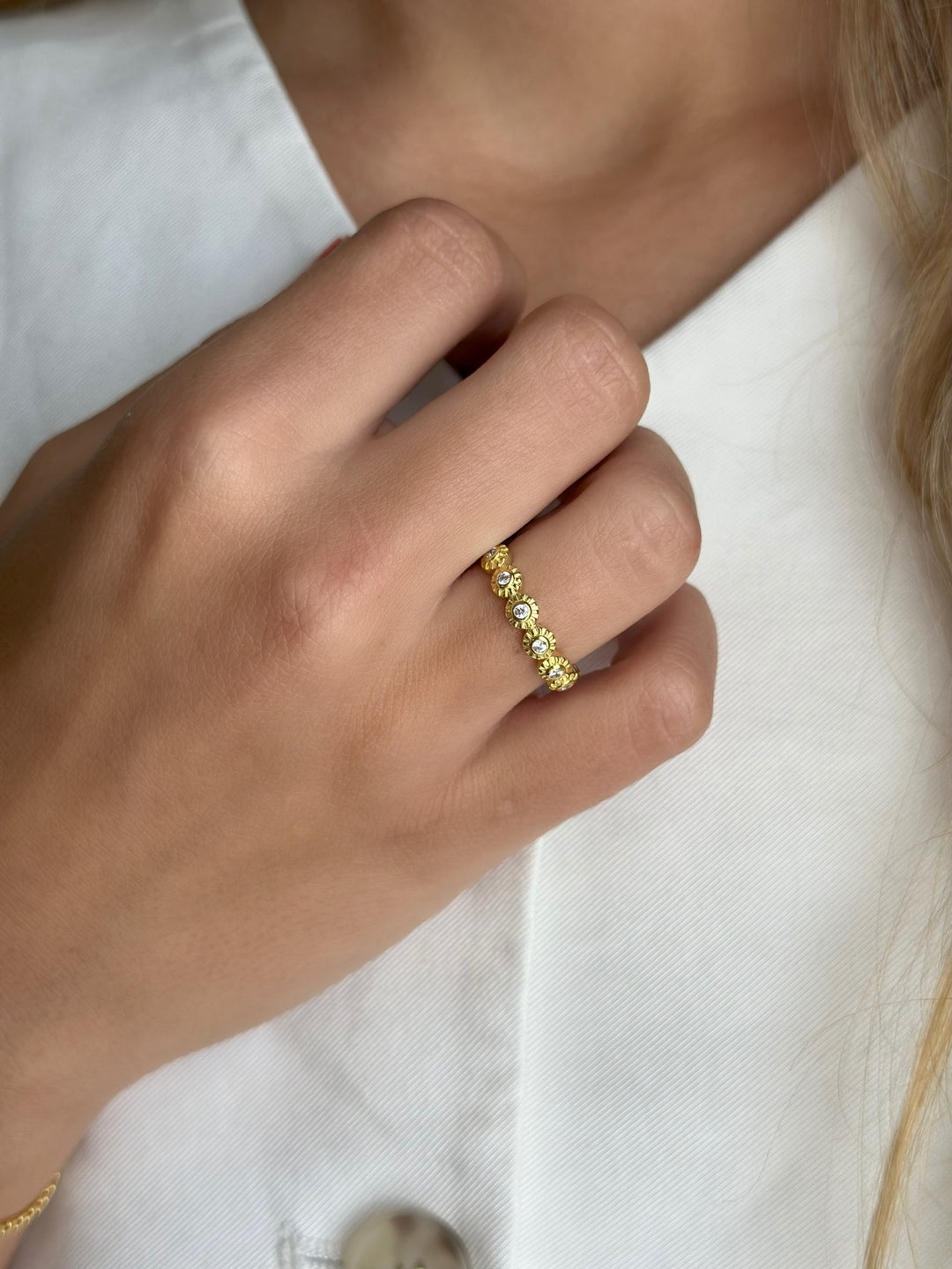 Sunburst Bezel Stack Ring