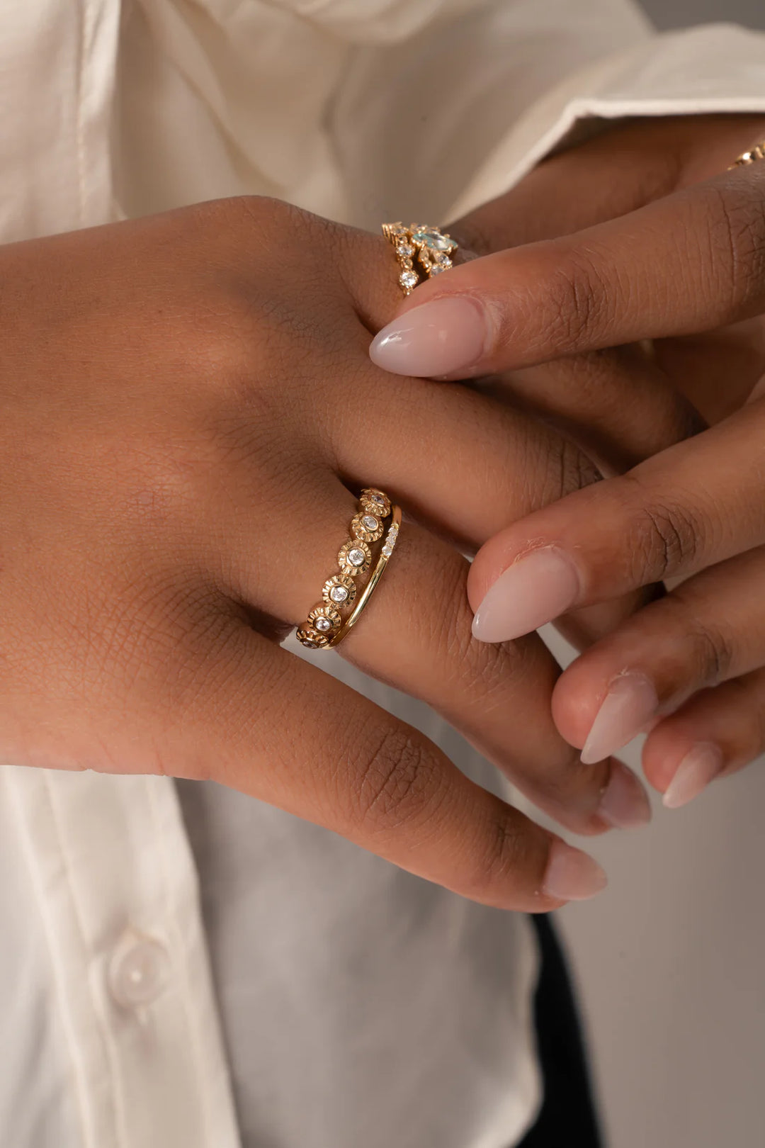 Sunburst Bezel Stack Ring