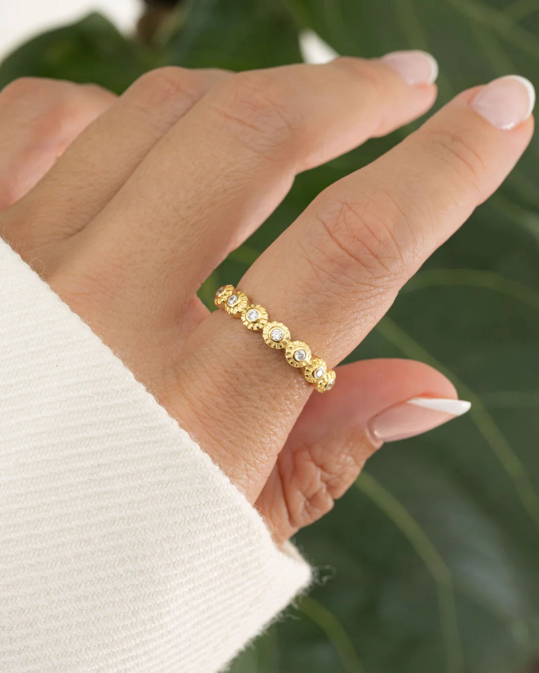 Sunburst Bezel Stack Ring
