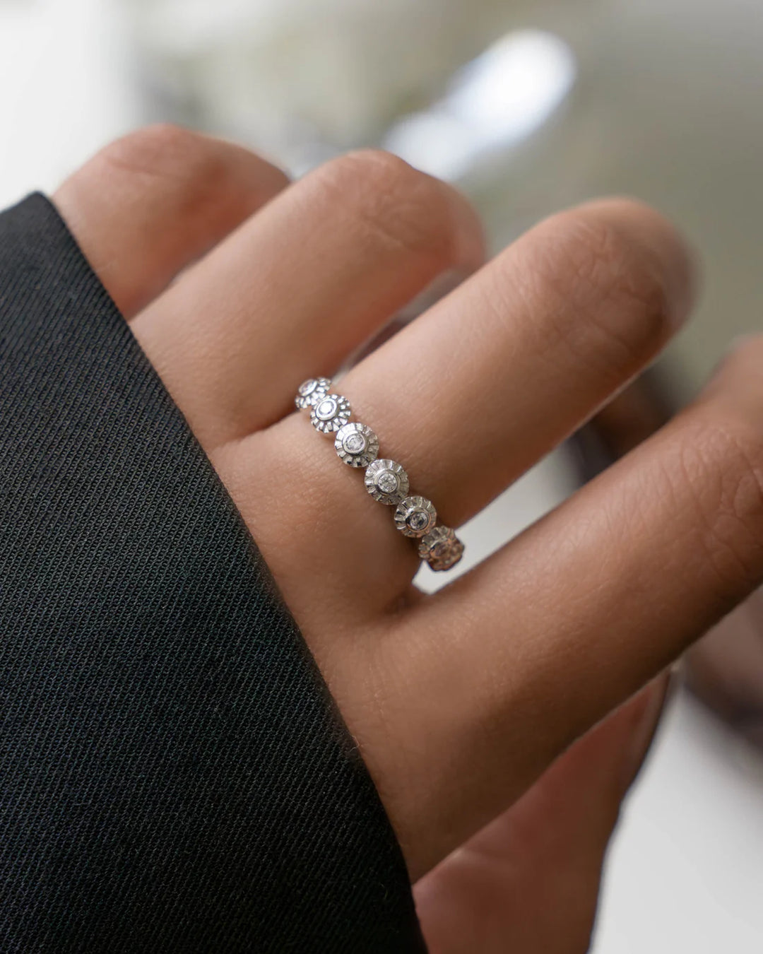 Sunburst Bezel Stack Ring