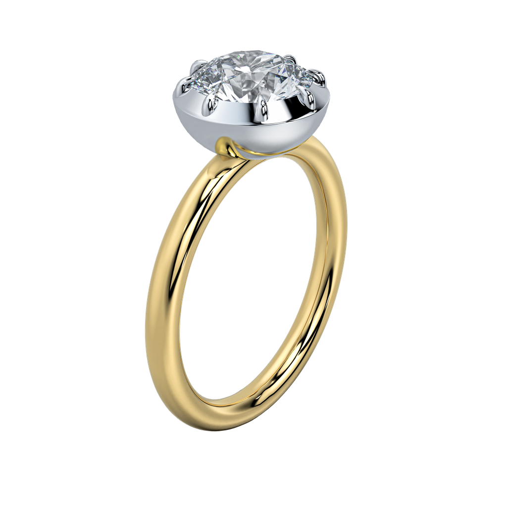 Taylor engagement ring: sleek emerald-cut diamond in a clean bezel setting on a gold band.