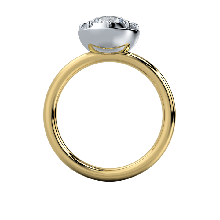 Taylor emerald-cut diamond engagement ring with a clean bezel setting on a gold band.