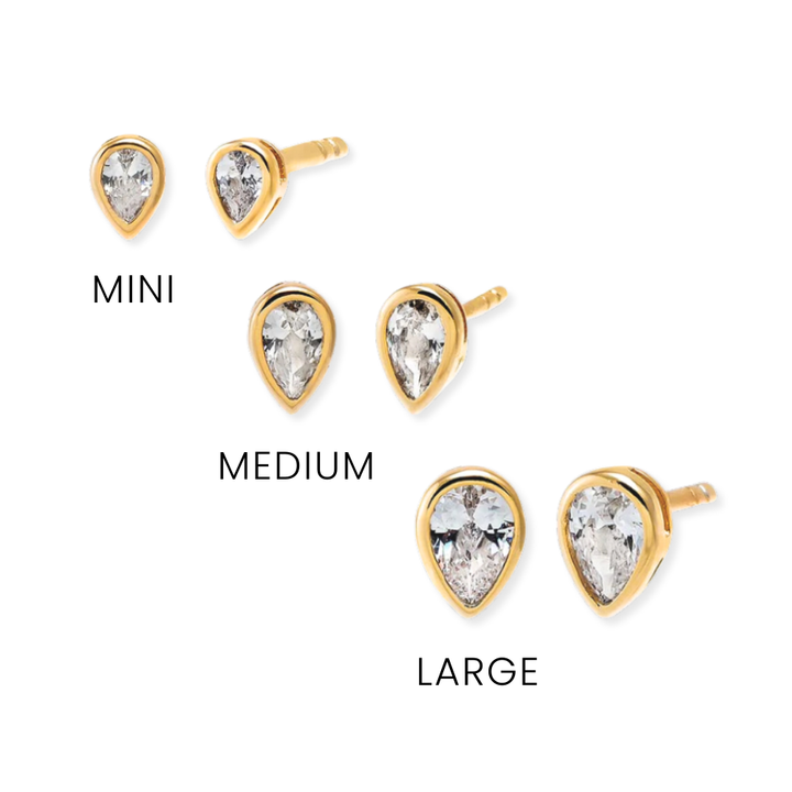 Teardrop Bezel Studs - 3 Sizes