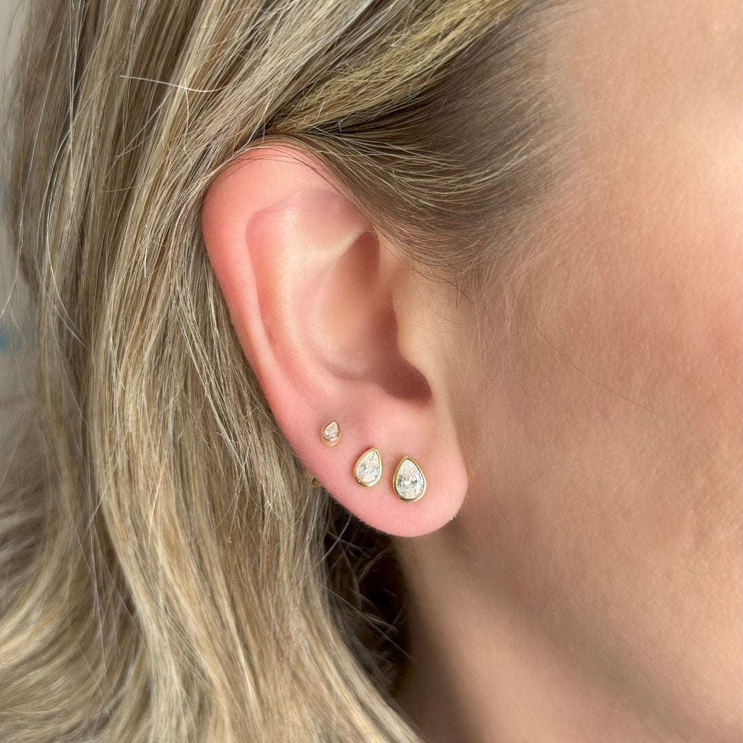 Teardrop Bezel Studs - 3 Sizes