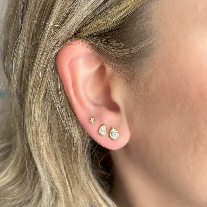 Teardrop Bezel Studs - 3 Sizes