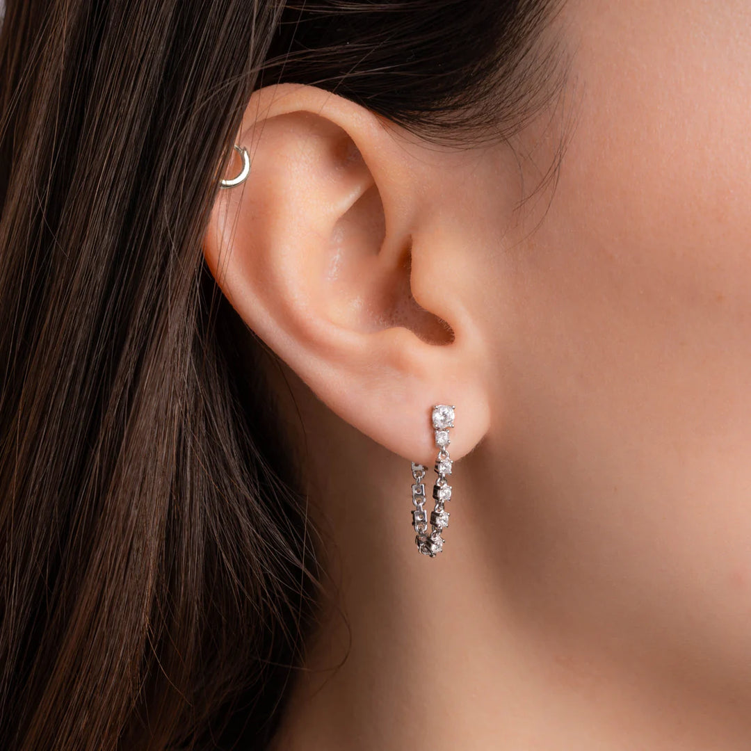 Tennis Chain Link Earrings-Embark Fine Jewelry