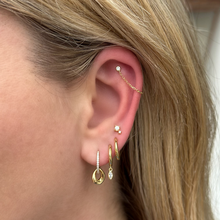 Tiny Opal &amp; CZ Stud