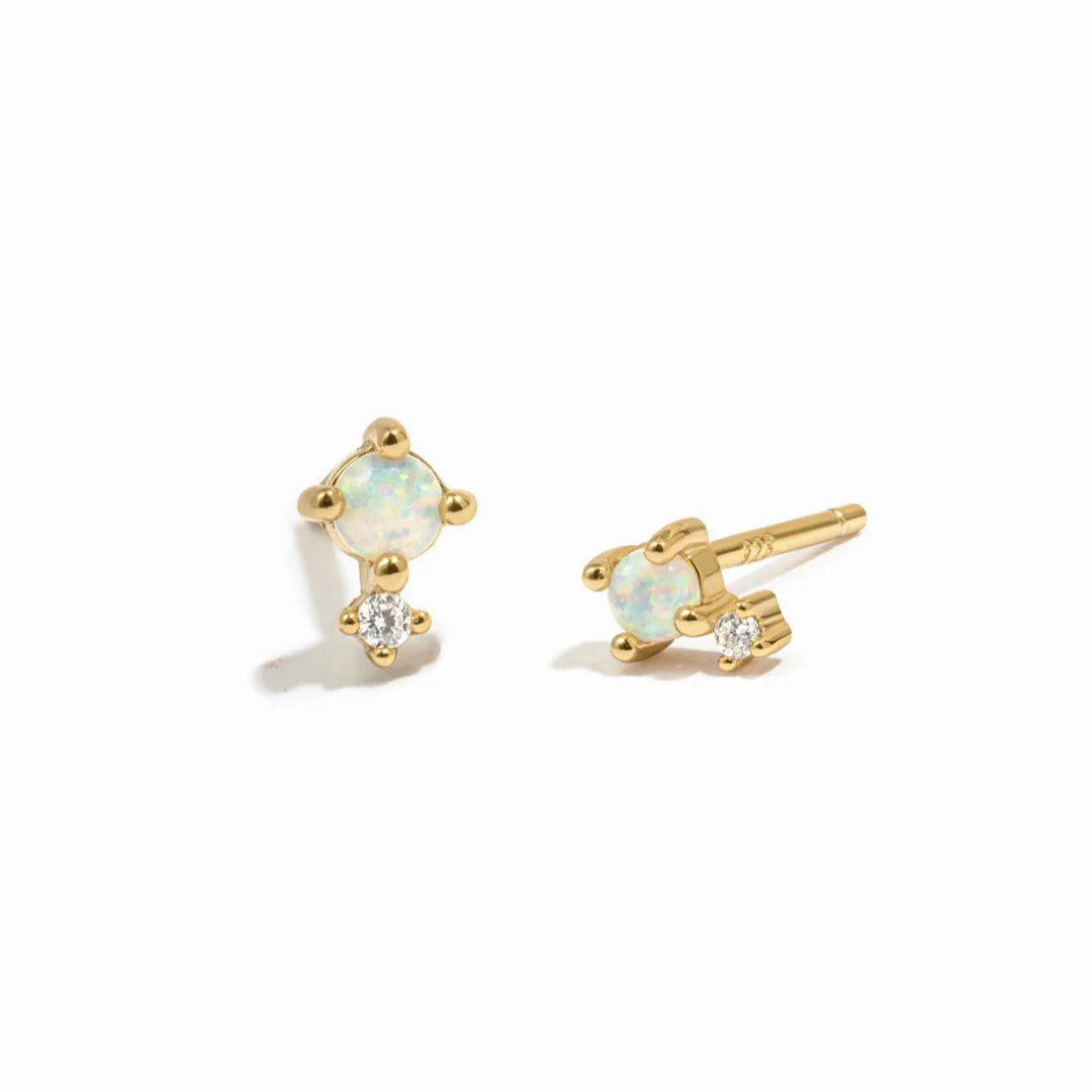 Tiny Opal &amp; CZ Stud