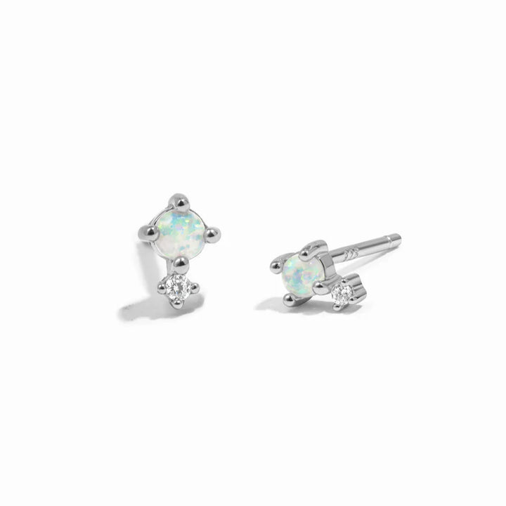 Tiny Opal &amp; CZ Stud
