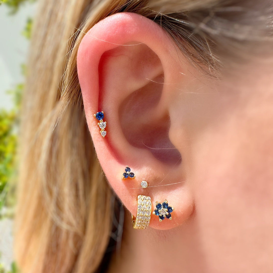 Tiny Trio Gemstone Stud