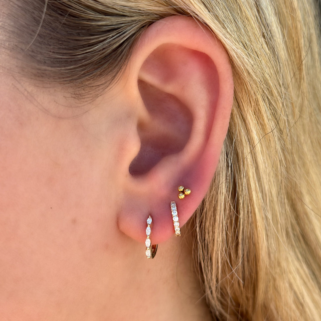 14K Trio Ball Stud