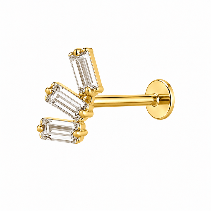 Trio Stacked Baguette Flat Back Stud