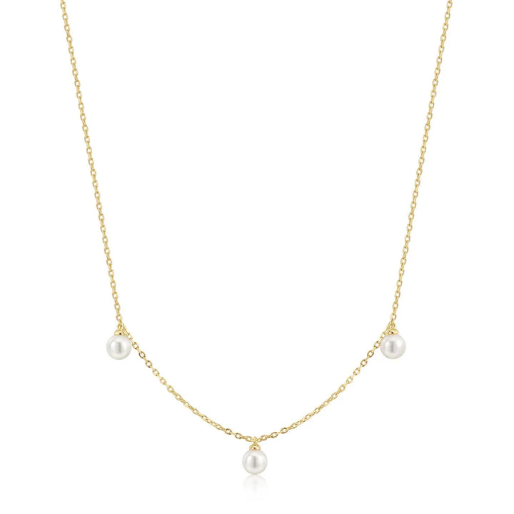 Triple Shell Pearl Station Necklace
